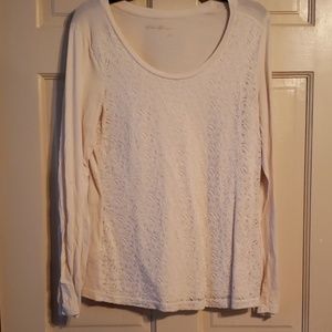 Eddie Bauer Lace Front Long Sleeved Shirt